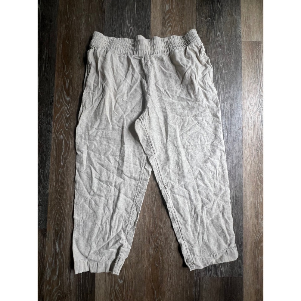 Old Navy Straight Leg Pants Womens Large Beige Excellent High Rise Comfort Waist